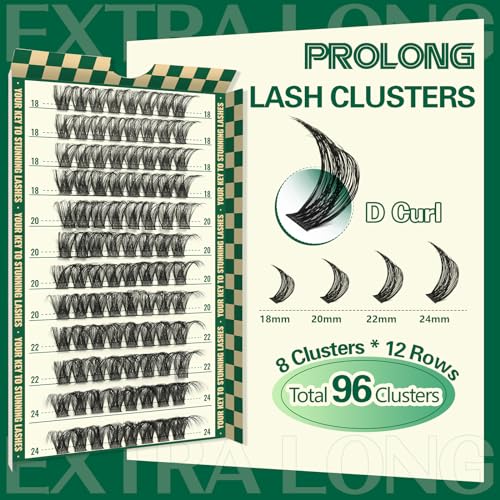 Image of Lash Clusters 96pcs Eyelash Clusters D Curl 18-24MIX Cluster Lashes KEYYOU Volume Wispy Lash Extension Soft&Comfortable Easy DIY at Home(Y01,D-18-24MIX)