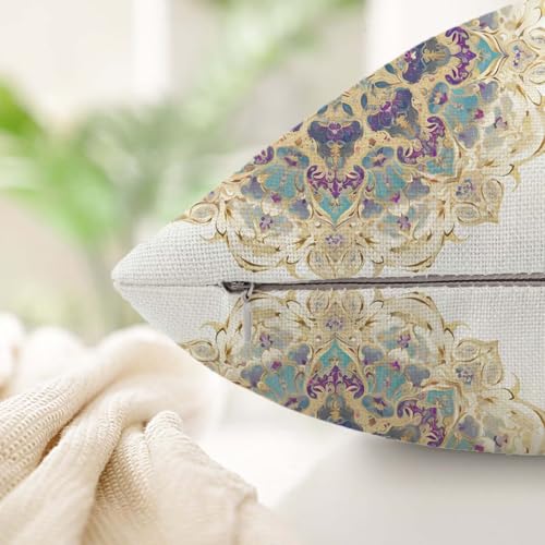Housse coussin 80x80cm imperméable mandala violet lot de 4 - 5