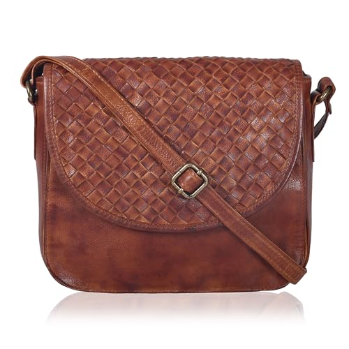 Image of Genuine Leather Shoulder Crossbody Purse For Women with Adjustable Strap, Mobile Pocket & Outside & Inside Zipper