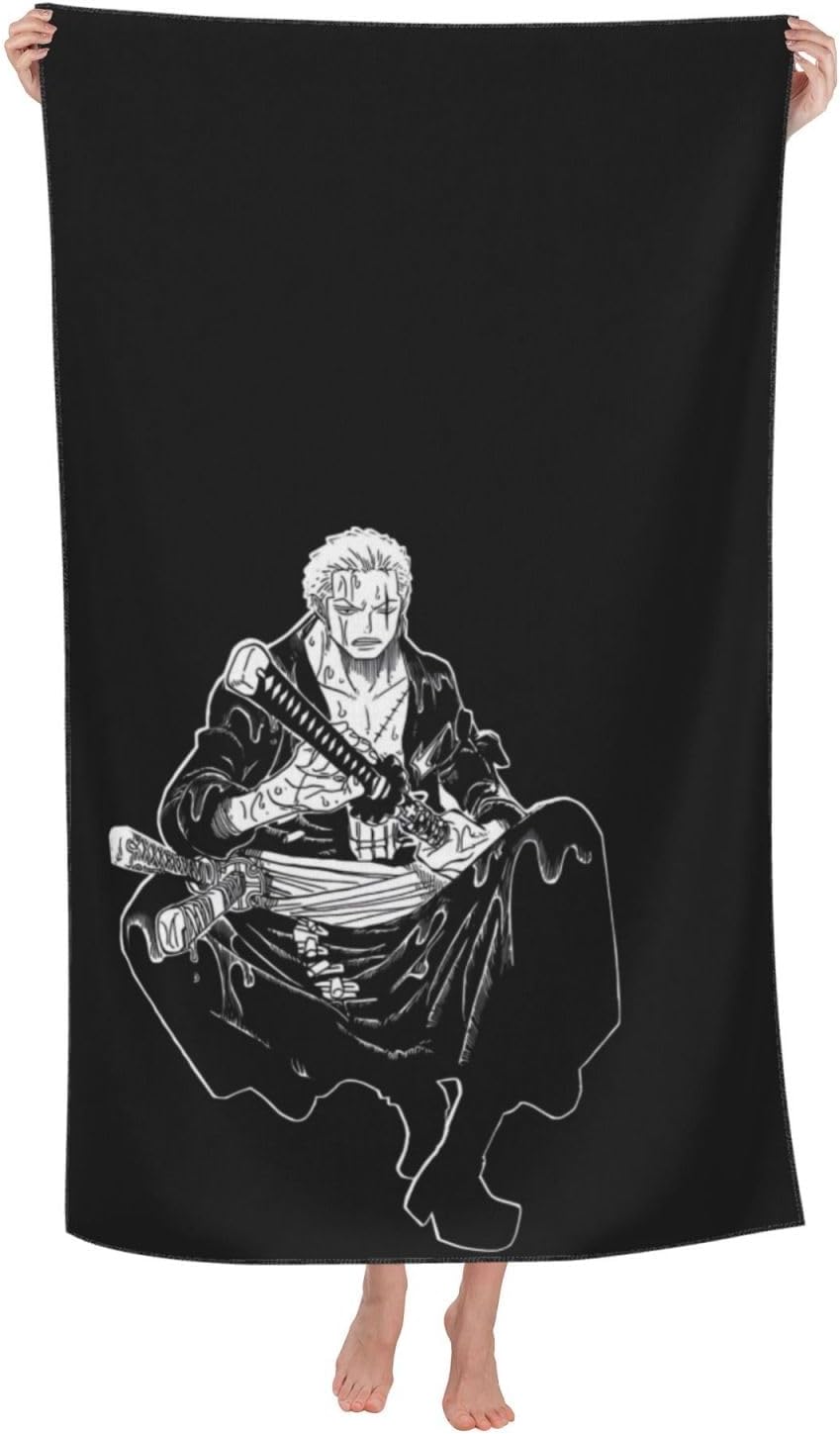 YTL124A Bath Towel, Large, Beach Towel, Microfiber Towel, One Piece One Piece, Zoro, Popular, Large Bath Towel, 31.5 x 51.2 inches (80 x 130 cm), Thin, Quick Drying, Quick Drying, Fluffy, Soft