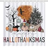 AUIKVH Halloween Shower Curtains for Bathroom, Waterproof Fall Autumn Thanksgiving Christmas Shower Curtain Set with 12 Hooks, 72x72 Inch AH65