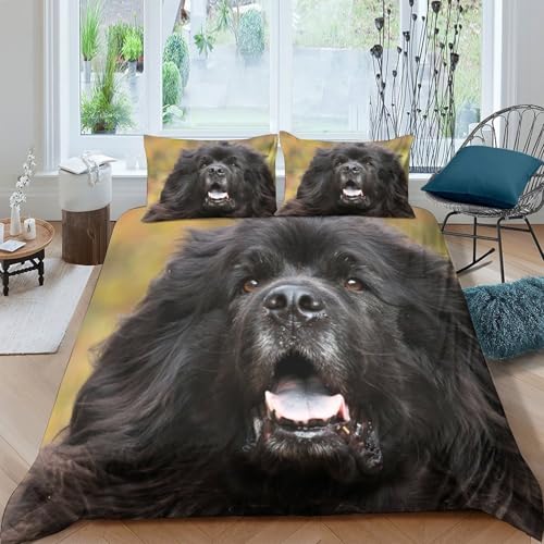 Ensemble de literie chien imprimé 3D super king, housse de couette microfibre douce