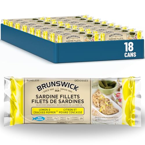 Brunswick Sardine Fillets Lemon & Cracked Pepper, 100g, 18 Count