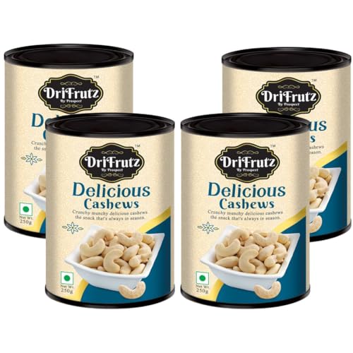 Image of DRIFRUTZ Delicious Cashew W240 | 1 kg (250g x 4) | Whole Cashew Kernels | Known for Mild Sweetness, Smooth Texture, and Satisfying Bite in Every Handful