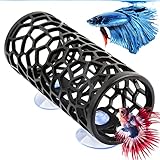 Abizoo Betta Tunnel, Betta cave Black,Hollow Betta Fish House Hideout for Aquarium,Fish Tank Decorations Safe Toys for Betta Shrimp Decor Accessories