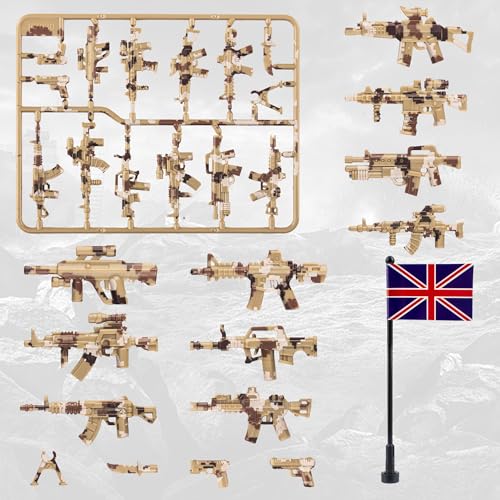 Image of 63 Pcs Military Weapons Set Accessories U.K Special Forces Weapons Toys Military Equipment Battle Blocks Bricks Compatible with Major Brand, 3 Years Old and up