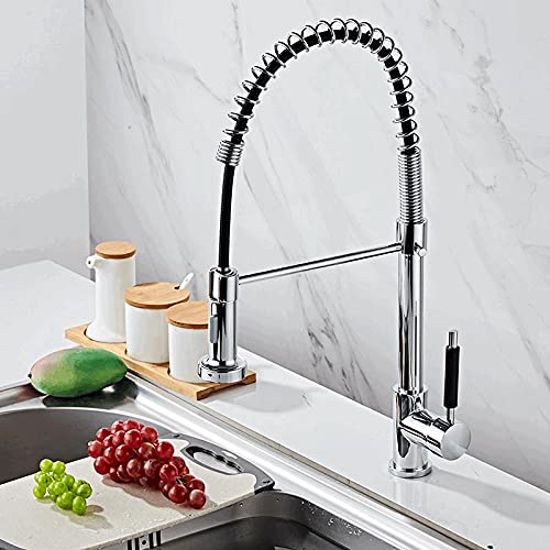 Robinets d'évier de cuisine avec mélangeur eau mixte et ressort extractible multifonction