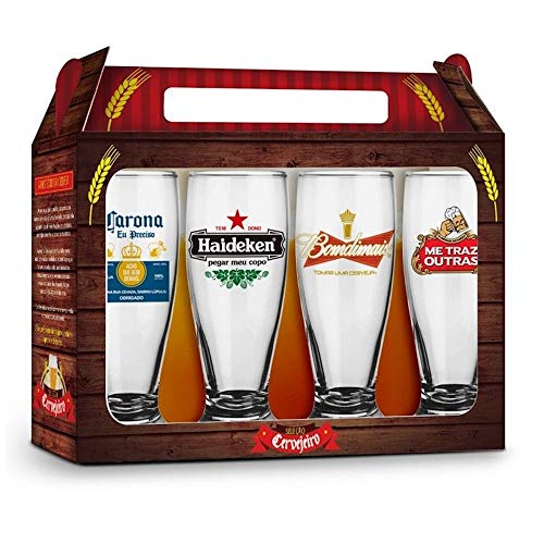 Conjunto 4 Copos Munich - Sátiras Cervejas Internacionais