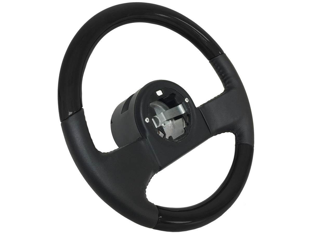 VSW Steering Wheel Black Leather, Black Ash Wood Grip OE Style compatible with C4 Corvette 1984-1989 9768988