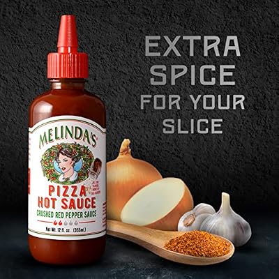 Melindas Pizza Hot Sauce - Crushed Red Pepper Sauce Made with Fresh Ingredients, Cayenne Peppers, Garlic, Tomatoes - Gourmet Spicy Pizza Sauce - 12oz, 1 Pack