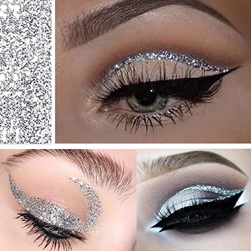 Rosarden Glitter Eyeliner Long Lasting Wear, Colored Eyeliners Makeup Pen, Metallic Liquid Eyeliner Waterproof Quick Dry Smooth No Fading Rainbow Eyeliner Eyeshadow Pencil, Women Sparkle Shimmer Color Eyeliner #TOP2