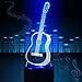 3D Glow LED Night Light Creative Guitar Inspiration 7 Colors Optical Illusion Lamp Touch Sensor Perfect for Home Party Festival Decor Great Gift Idea (Guitar)