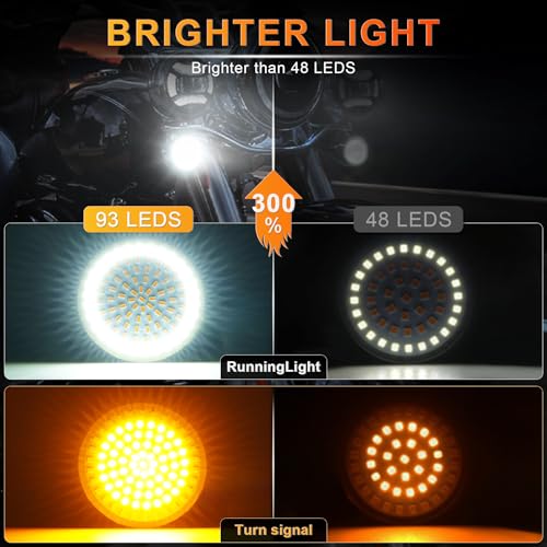 Image of LivTee Extremely Bright Front Turn Signals & Running Switchback LED Lights Panel with 1157 Base Compatible for Harley Dyna Street Glide Road King, White /Amber