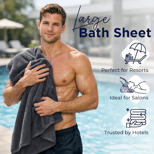 Image of DAN River 2 Pack Bath Sheets Extra Large 35x70, Large Bath Towels for Adults, XL Oversized Heavy Duty Towel Set, 600 GSM 100% Ring Spun Cotton, Soft Quick Dry, Dark Gray