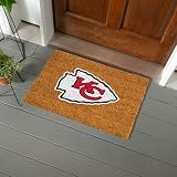 NFL Kansas City Chiefs Natural Coir Doormat, Official Full Color Team Logo, 28 x 16 Inches, Non Slip Back, Front Door Welcome Floor Mats, Indoor Outdoor Entrance Home Décor