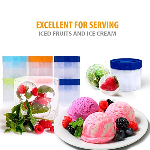 Premium Ice Ball Molds, Round 2.5 Inch Ice Spheres. Stackable Slow Melting Round Ice Cube Maker For Whiskey And Bourbon (6, Multi) #TOP6