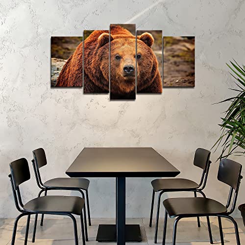 Brown 5 Piece Wall Art Painting Grizzly Bear Prints On Canvas The Picture Animal Pictures Oil For Home Modern Decoration Print Decor For Kitchen #TOP2
