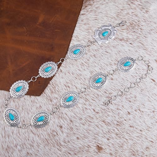 Rustic Couture's Womens Western Cowgirl Chain Belt Rustic Concho Metal Waist Belts3