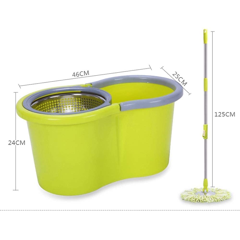 Kit pavimenti in legno duro in microfibra Sistema pulizia pavimenti con secchio mocio rotante con 4 testine in microfibra Sistema pulizia pavimenti con secchio in acciaio inossidabile con testa in mi