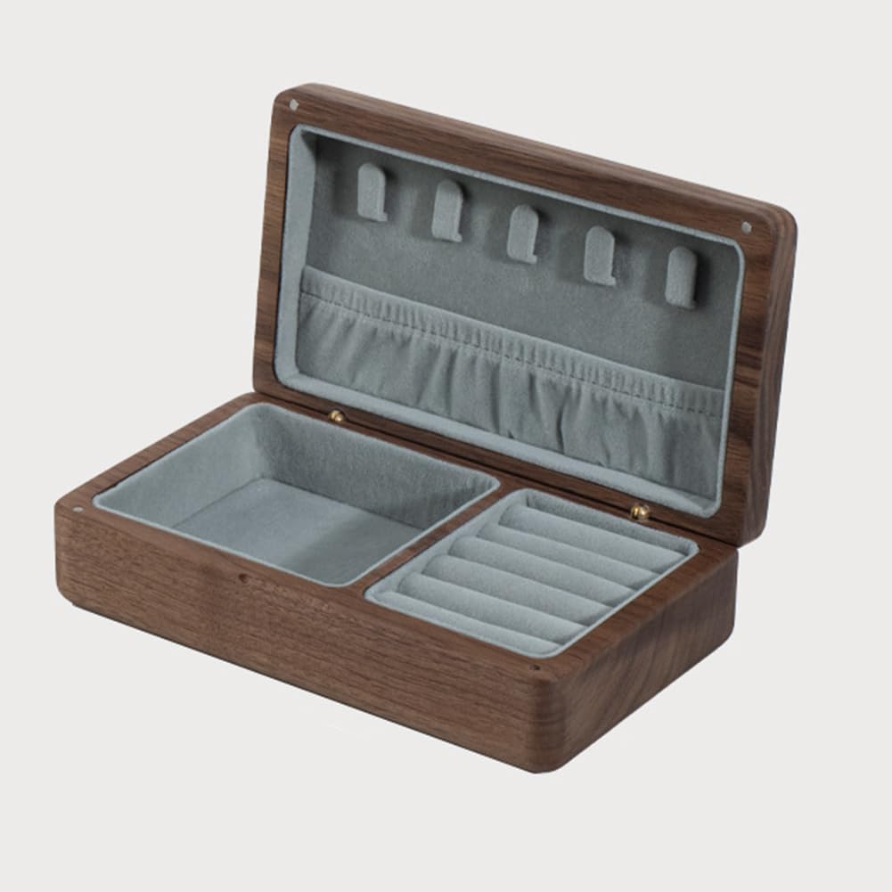 Tragbare Schmuck-Aufbewahrungsbox aus Massivholz – Mini mit Magnetverschluss für Ohrringe, Ringe, Halsketten – ideales Reisezubehör für Frauen