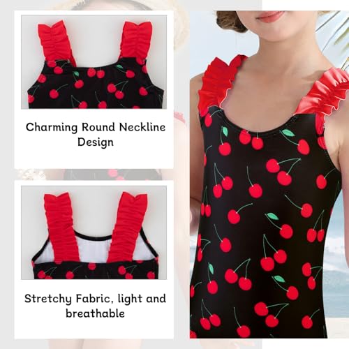 Image of XiaoMoSha Girls One Piece Swimsuit Ruffled Straps Bathing Suits Summer Swim Suit Quick Dry Beach Swimwear for Kids 3-10 Years