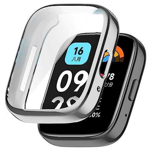 Tyogeephy Case for Redmi Watch 3 Active/Watch 3/3 Lite, Slim, Soft TPU, Scratch & Bump Protection, Plating Silver