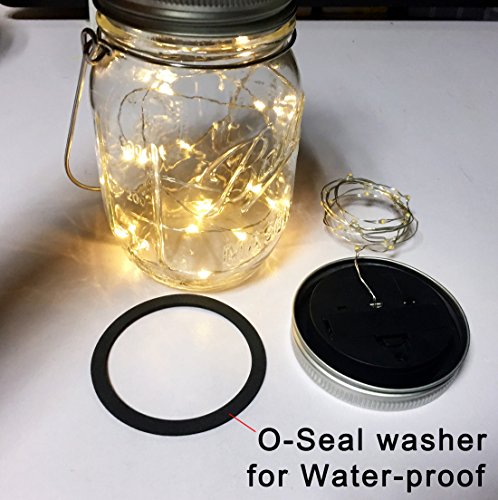 Solar Mason Jar Lights, 4 Pack 30 Leds Waterproof Fairy Firefly String Lights Build-In Glass Mason Jar, Best Patio Garden Decor Solar Hanging Lanterns Outdoor Warm White (4 Pack-Mason Jars Included) #TOP5