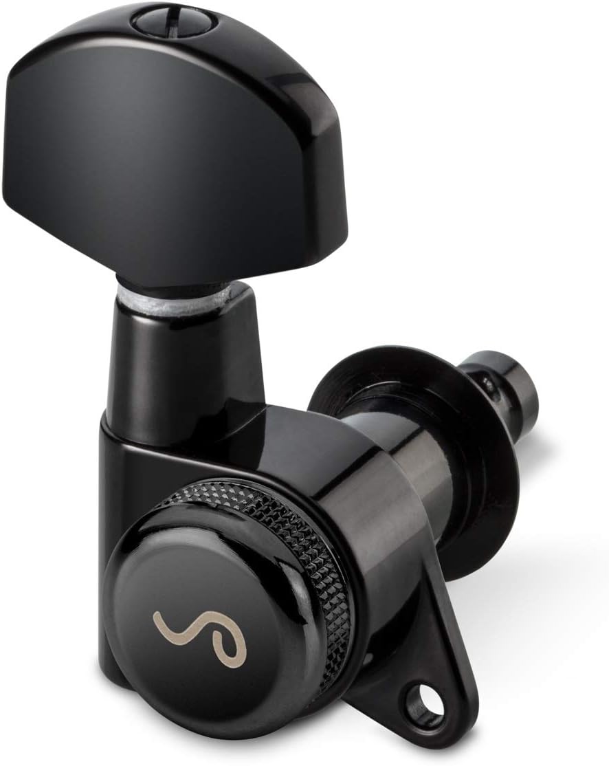 Schaller M6 135 Locking Machine Heads, Blackchrome, 3L/3R, Large Metal, 19.5mm Locking Post Mechanics for Electric Guitar