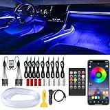 Car LED Strip Lights, LEDCARE 9 in 1 RGB Car Interior Lights with APP & Remote Control, 16 Million Colors Ambient Lighting Kit with 5 Fiber Optic LED Strips & 4 Under Dash Lights, Sync to Music