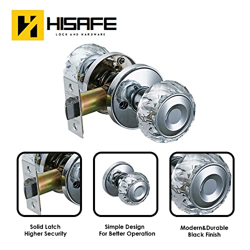 Hisafe Crystal Glass Passage Door Knobs, Satin Nickel Ball Style Keyless Round Door Knob For Closet And Hallway Door, 1 Pack #TOP1