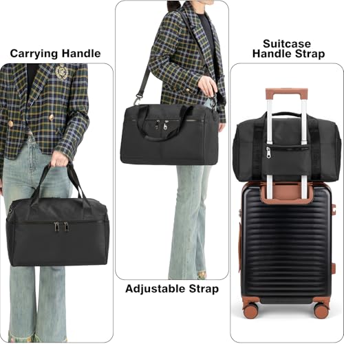 For United Airline 17x10x9 Inches Personal Item Underseat Travel duffle bag, ports Tote Gym Bag,Shoulder Weekender Overnight Bag (Black)3