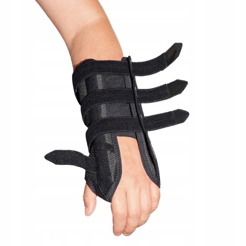 MEK 6004 Handgelenkstütze mit anatomischer Schiene – Verstellbare Handgelenkbandage mit Metallverstärkung, Schwarz (XL, Linke Hand)