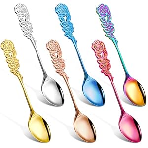6er Set Rosen Dessertlöffel