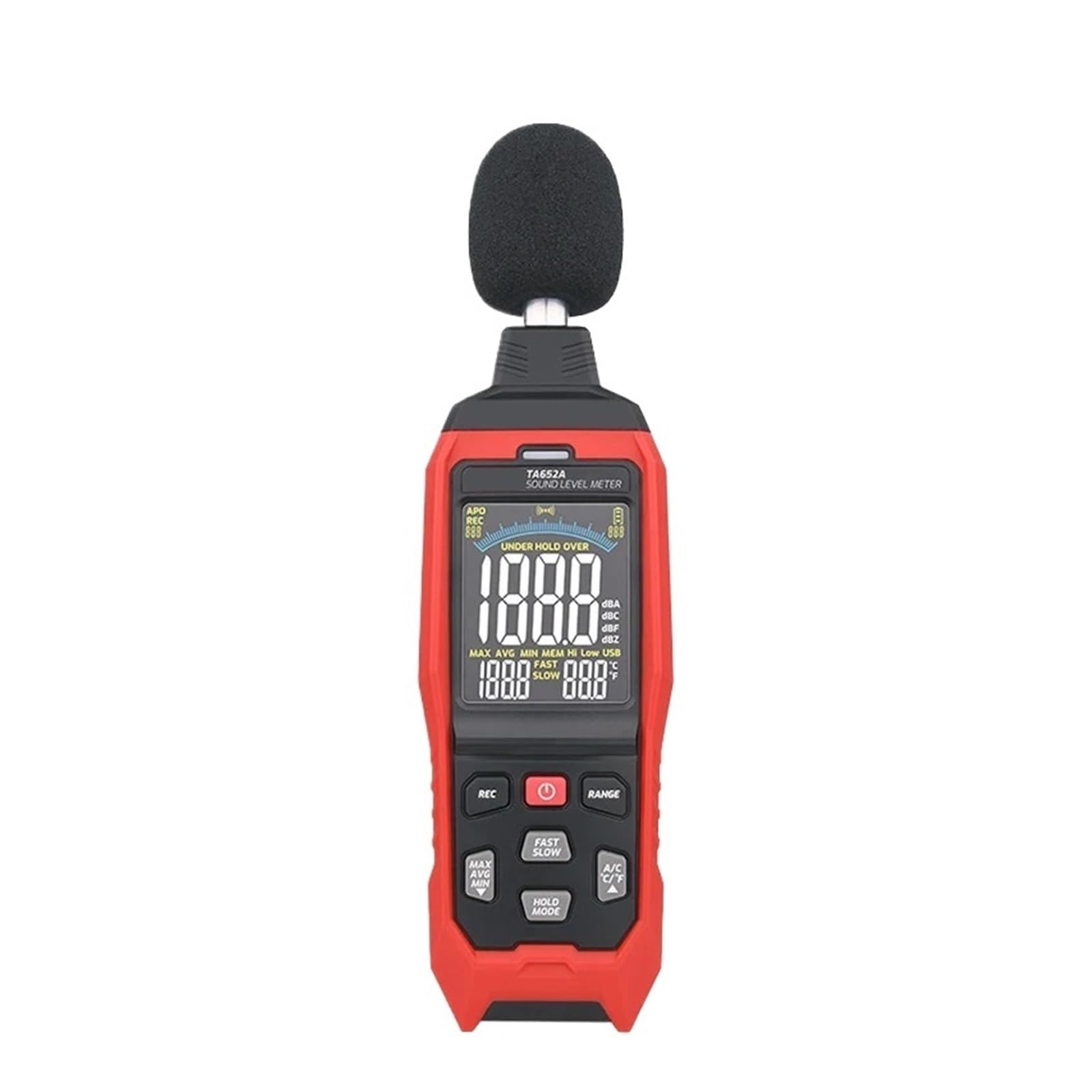 TA652A TA652B 30~130dB Rumore Decibel Rumore Tester Rilevatore di Volume Industriale Fonometro Digitale Registratore (Ta652b Trasferimento USB)