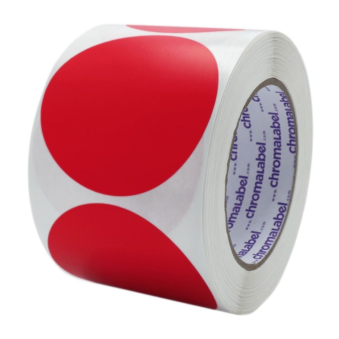 76mm (3 Inch) Round Permanent Colour-Code Dot Stickers, 500 per Roll, Red