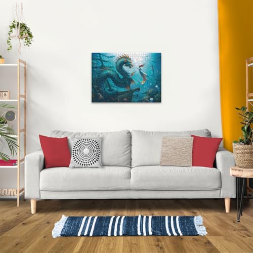 Puzzle 1000 pièces : Dragon sirène et tortues des profondeurs Ravensburger France - vue 6