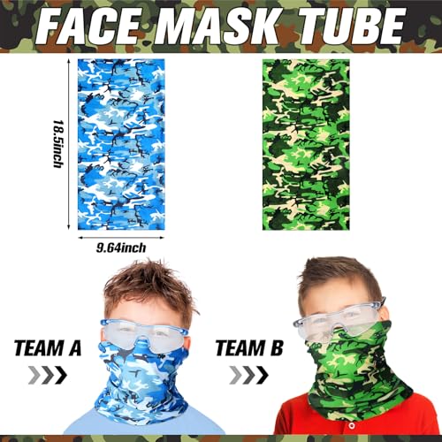 Image of Sosation 12 Sets Kids Tactical Vest Tactical Party Supplies Favor Accessories, Face Mask Wrist Holder Toy Gift (Green and Blue)