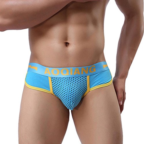 LuckyGirls - Hommes Respirants Slips,💋LuckyGirls Hommes Sexy String Slip Confortable Sous-Vêtement Doux Sous-vêtements Physiologiques Vêtement de Nuit Boxeur Short Pantalon (M, Bleu Ciel)