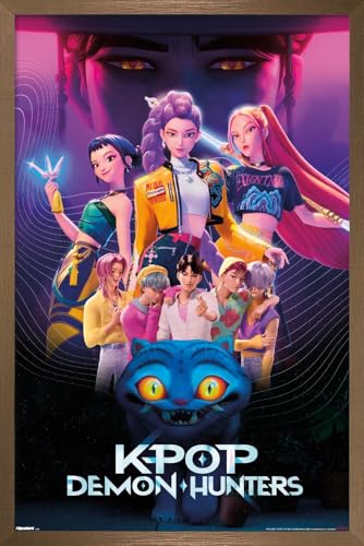 Image of Netflix KPop Demon Hunters (2025) - Group Wall Poster, 22.4L inch x 14.7W inch, Bronze Framed Version