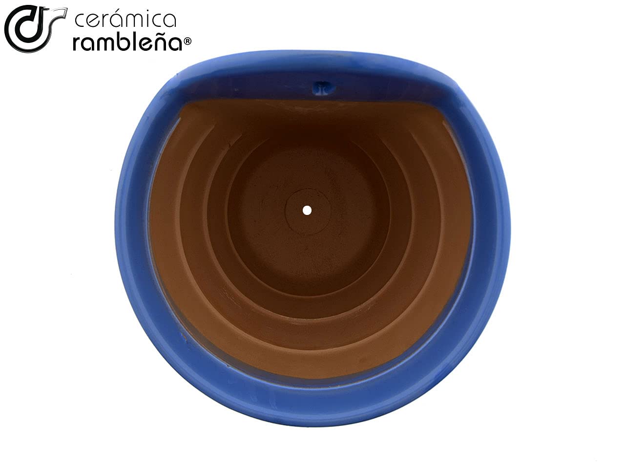 CERÁMICA RAMBLEÑA | Vaso da Fiori per Parete | Vaso Ceramica | Vaso Esterni con Foro per Appendere e Drenaggio | Vaso Azzurro - Modello D92 | Fatto in Spagna 18x16x21.5 cm