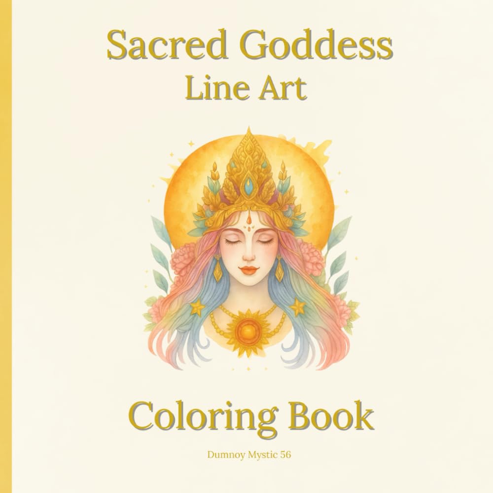 Sacred Goddess Line Art Coloring Book