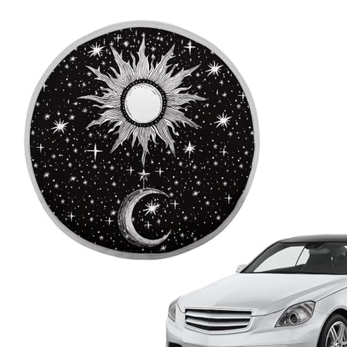 Image of Gothic Sun Moon Steering Wheel Sunshade Car Interior Sunshade Car Steering Wheel Sun Shade Cover Easy to Install Removable Automotive Accessories for Car Truck SUV
