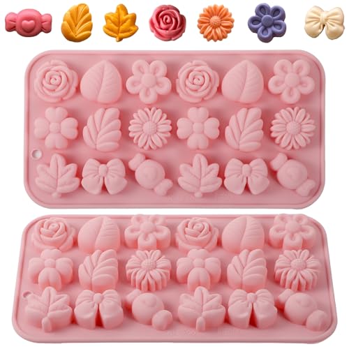 Silikonformen Gießformen 2 Stück Blume Silikon Seifen Form Silikonform in Blumenform Pralinenform Silikon Schmetterlings und Krawatten Silikonformen 3D DIY Silikonform Kerzen Gießen Formen Rose Blume
