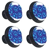 4 piezas de pelotas de fútbol azules para gabinete, tiradores redondos de cristal de 35 mm, tiradores con tornillos para cocina, armario, armario, armario, hogar, oficina