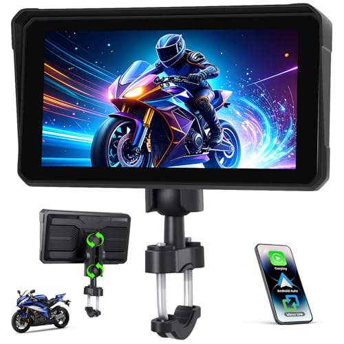 [2025] CAMECHO Senza Fili Carplay per Moto, 6 Pollici HD Schermo IP68 Impermeabile Navigatore con 1440 * 720...