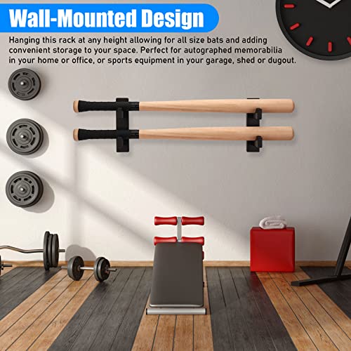 Tobwolf 2Pcs Double Deck Baseball Bats Display Wall Mount Rack For 2 Bats, Baseball Bat Display Holder Horizontal Hanger With Felt Liner, Softball Bat Bracket Stand For Sports Memorabilia Collectible #TOP6
