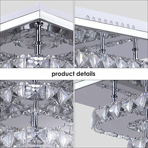 Cainjiazh Mini Chandelier Led Crystal Ceiling Light 2 Layers Flush Mount Ceiling Light Modern Chandelier Lighting For Hallway Staircase Kitchen Bathroom (Dimmable) #TOP5