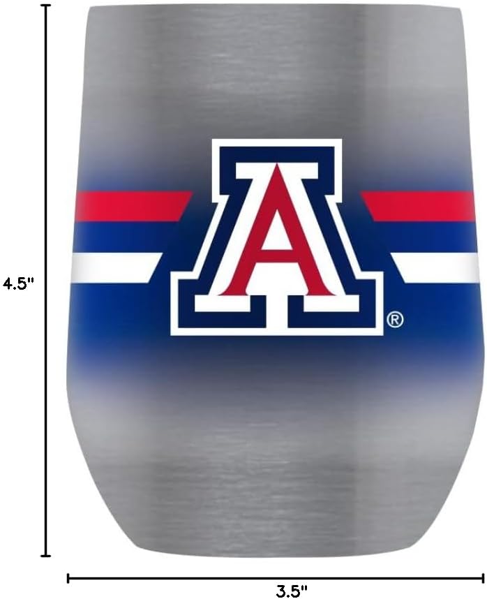 Gametime Sidekicks Arizona 12oz Stainless Stemless - Officially Licensed, 18/8 Stainless Steel, Double-walled, Vacuum-insulated, UV LED Printed Logos, Sweatless, Stays Hot/Cold -