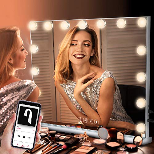 Wickline Vanity Mirror with Light , Dimmable 3 Color LED Hollywood Makeup Mirror with USB Charging Port, Large Mirror for Bedroom, Dresser, 24 x 18 Inch
