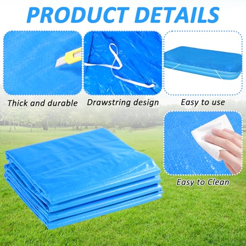 6.7 × 10 FT Rectangular Pool Cover,Inflatable Swimming Pool Cover Fits Under 120"x80" Above Ground Pools,Rectangle Above Ground Swimming Pool Cover with Adjustable Drawstring by YEXEXINM - Used condition - Image 3